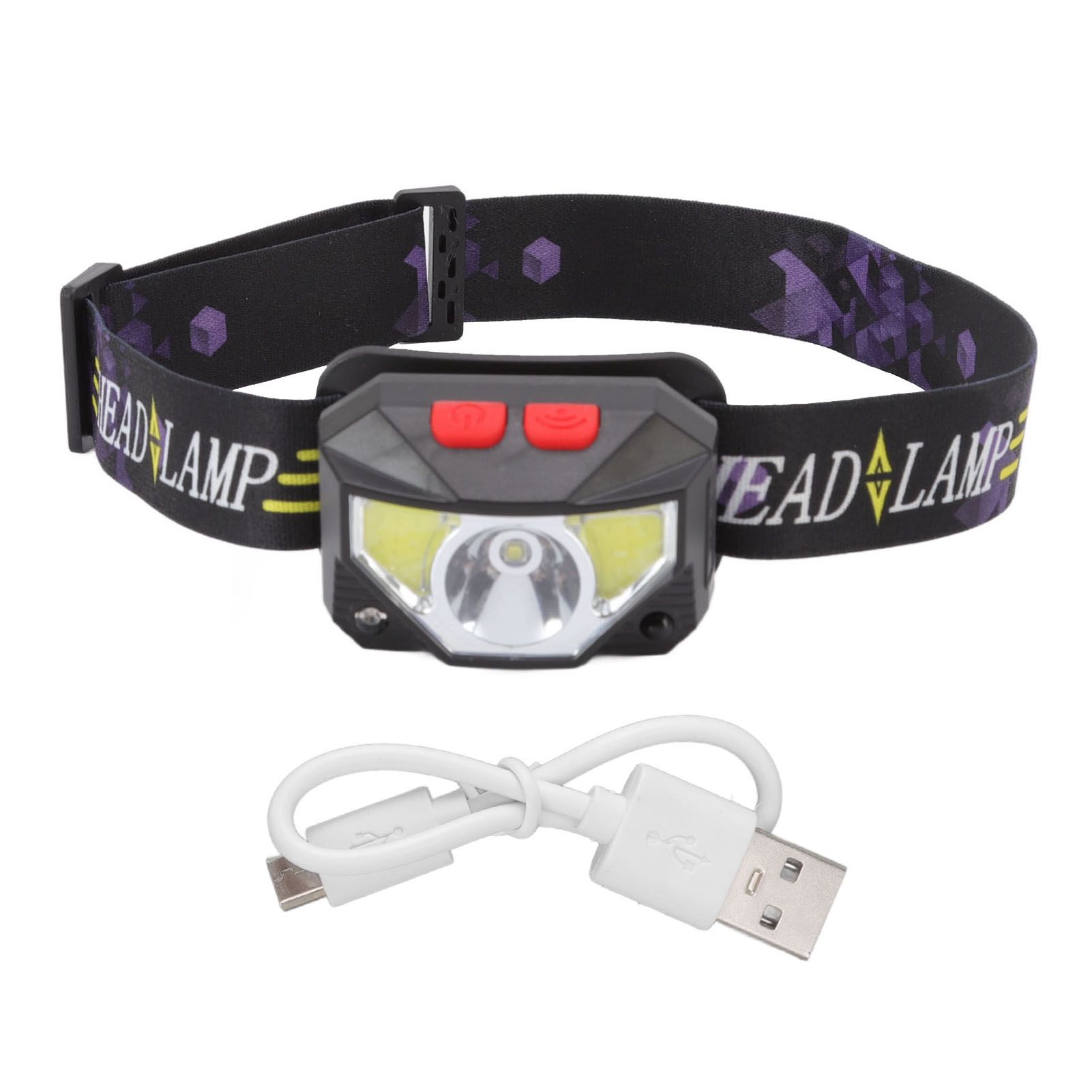 LED Outdoor Headlamp ABS Mini Multifunction USB Charging COB Sensor Head Flashlight