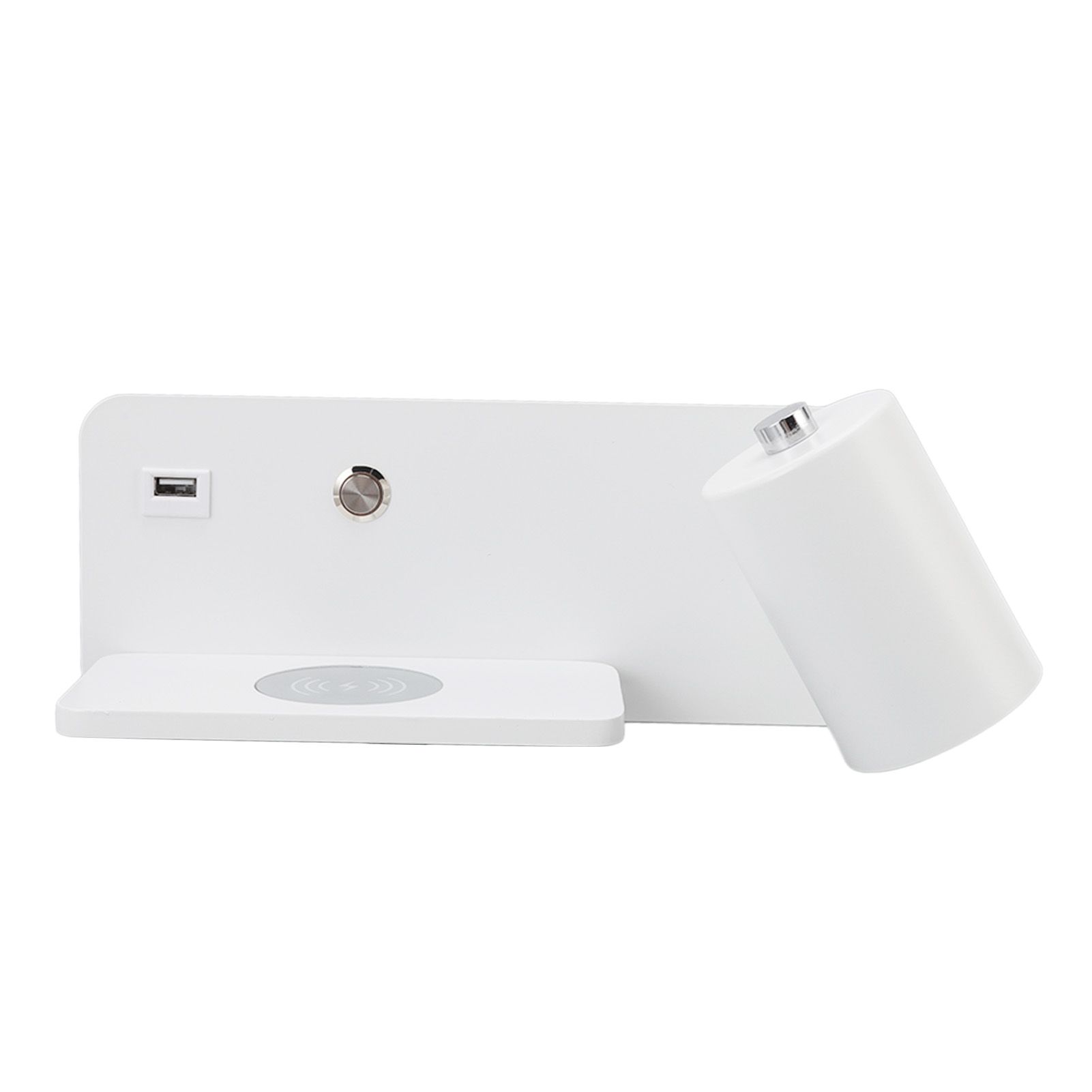 LED Wall Light USB Interface Wireless Charging LED Wall Lamp for Living Room Bedroom 85‑265V White Right