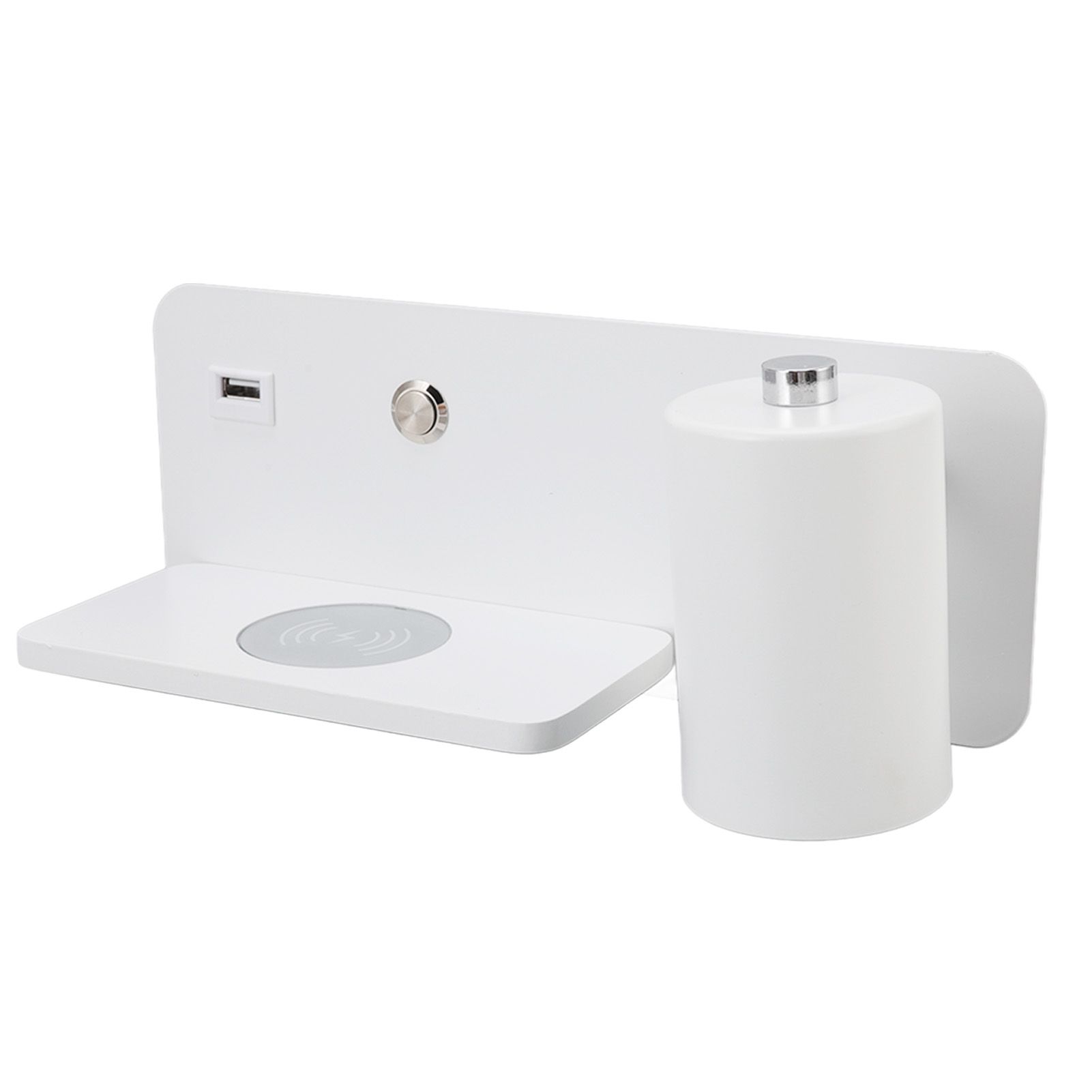LED Wall Light USB Interface Wireless Charging LED Wall Lamp for Living Room Bedroom 85‑265V White Right