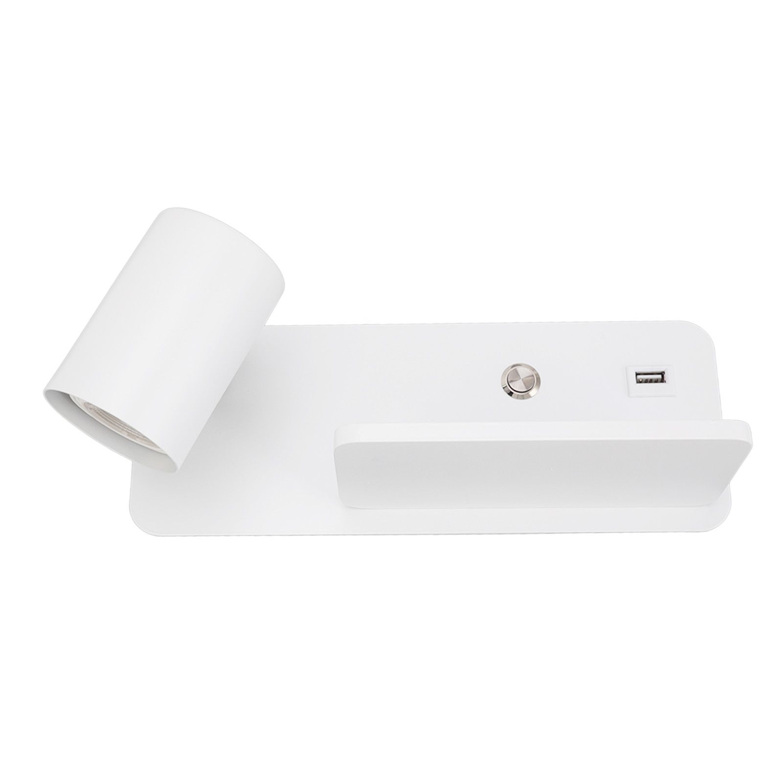 LED Wall Light USB Interface Wireless Charging LED Wall Lamp for Living Room Bedroom 85‑265V White Left