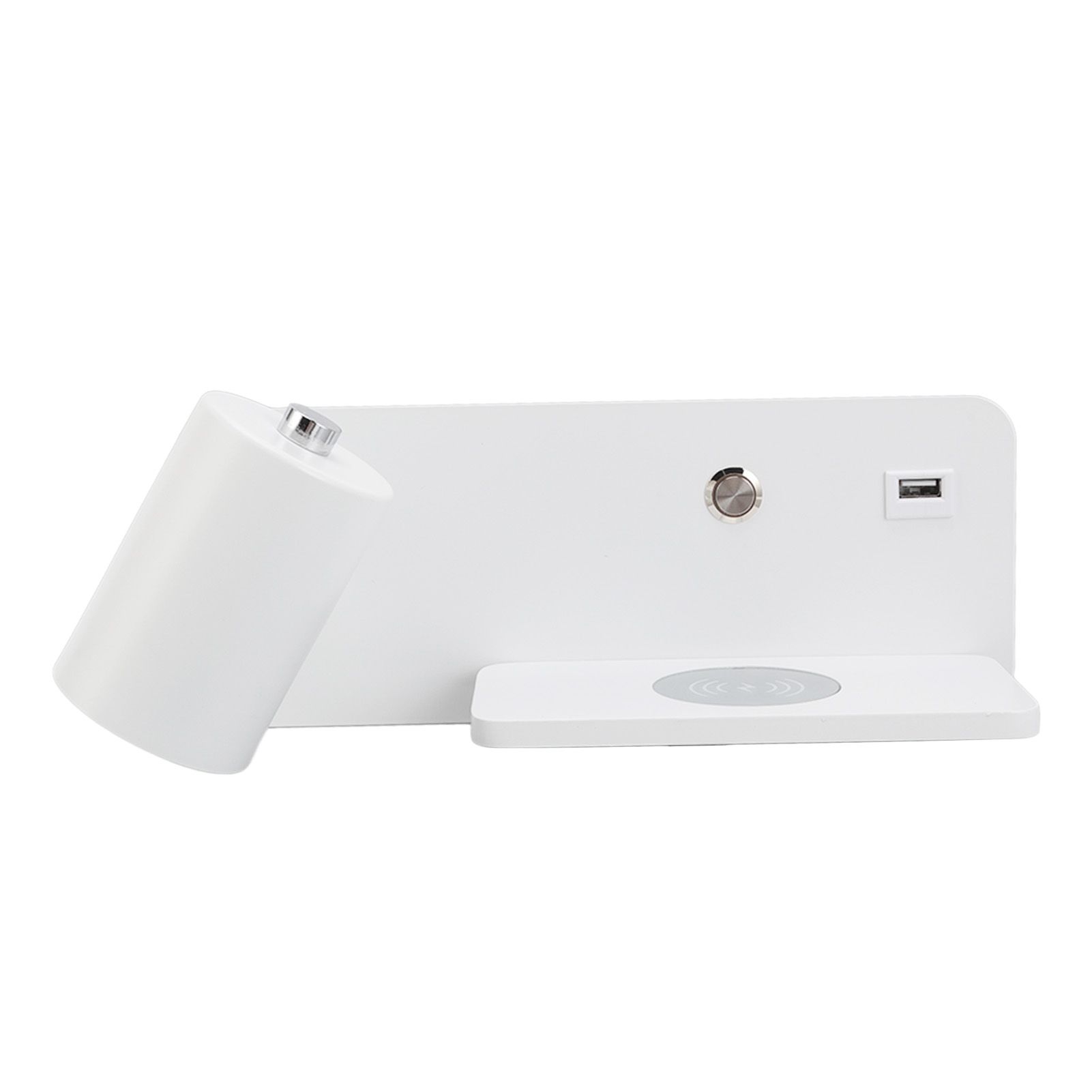 LED Wall Light USB Interface Wireless Charging LED Wall Lamp for Living Room Bedroom 85‑265V White Left