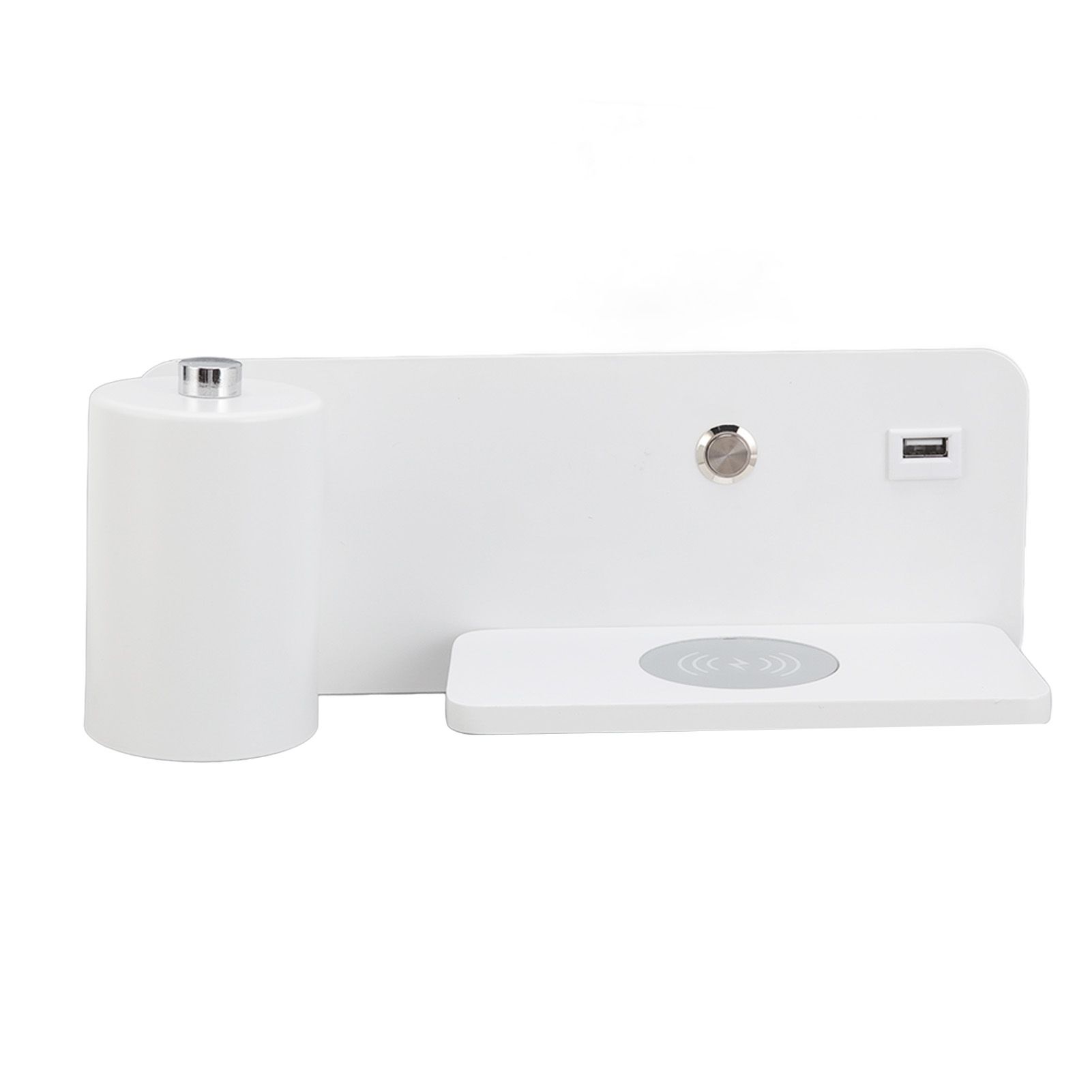 LED Wall Light USB Interface Wireless Charging LED Wall Lamp for Living Room Bedroom 85‑265V White Left