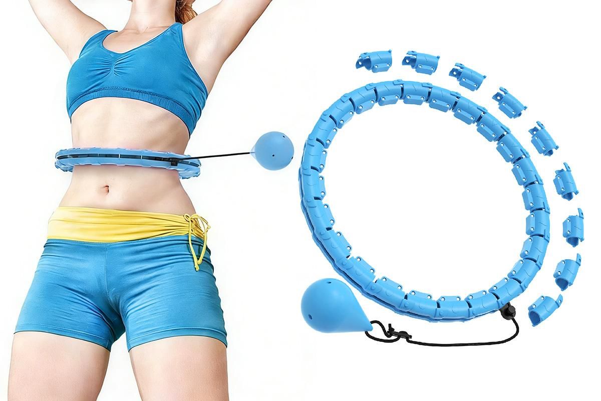 32 Section Weighted Hula Hoop with Massage Rollers - Blue 32 Section Weighted Hula Hoop with Massage Rollers - Blue