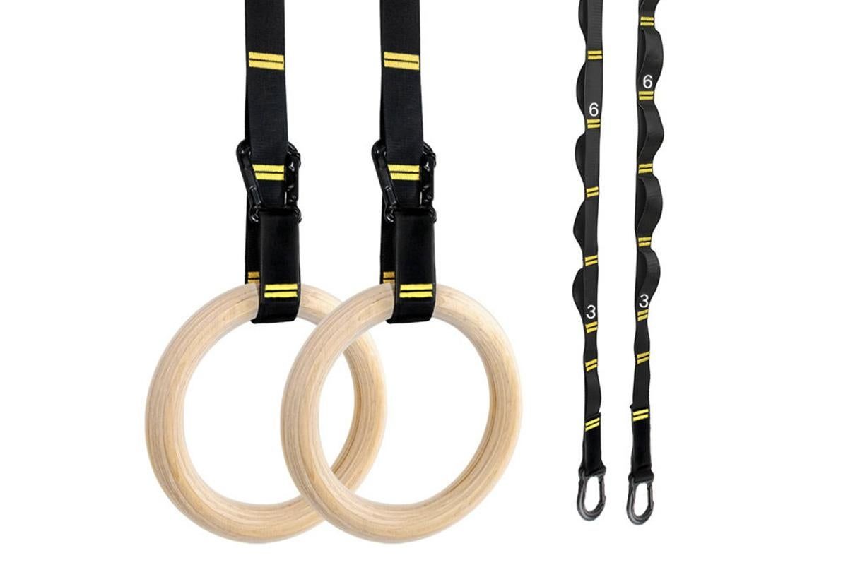 Wooden Gymnastic Rings Set Adjustable Fitness Rings for Home Workouts Wooden Gymnastic Rings Set Adjustable Fitness Rings for Home Workouts