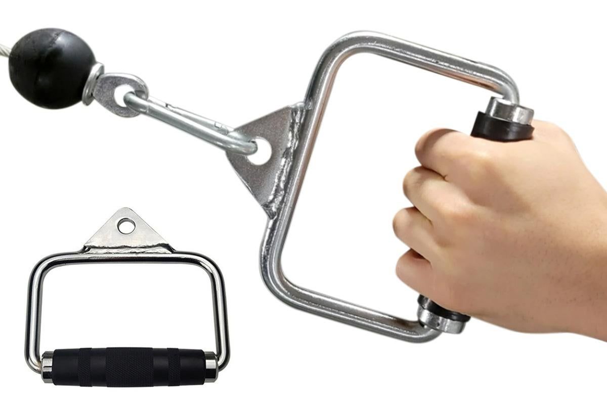 Single D Stirrup Handle with Rubber Grips for Cable Exercise Equipment Single D Stirrup Handle with Rubber Grips for Cable Exercise Equipment