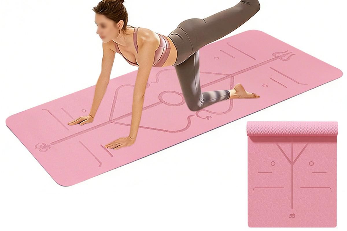 TPE Yoga Mat Exercise Fitness Sport Non Slip Workout Mat with Body Alignment Lines TPE Yoga Mat Exercise Fitness Sport Non Slip Workout Mat with Body Alignment Lines
