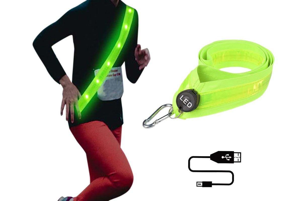 Rechargeable Running Gear LED Reflective Belt Sash Professional Safety Gear Safety Belt -Green Rechargeable Running Gear LED Reflective Belt Sash Professional Safety Gear Safety Belt -Green
