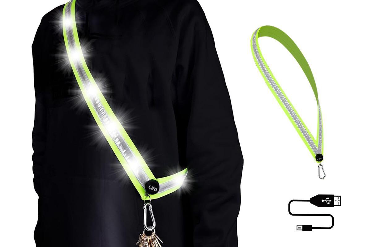 Rechargeable Running Gear LED Reflective Belt Sash Professional Safety Gear Safety Belt -White Rechargeable Running Gear LED Reflective Belt Sash Professional Safety Gear Safety Belt -White