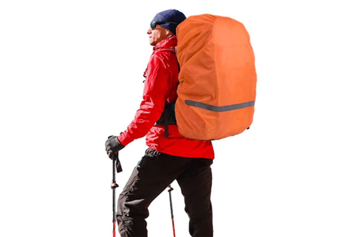 High-Visibility Backpack Rain Cover with Reflective Strip Water-Resistant Outdoor Night Travel Bag Cover -Orange / XL