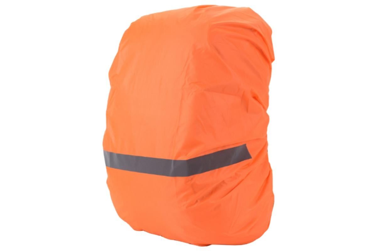 High-Visibility Backpack Rain Cover with Reflective Strip Water-Resistant Outdoor Night Travel Bag Cover -Orange / XL