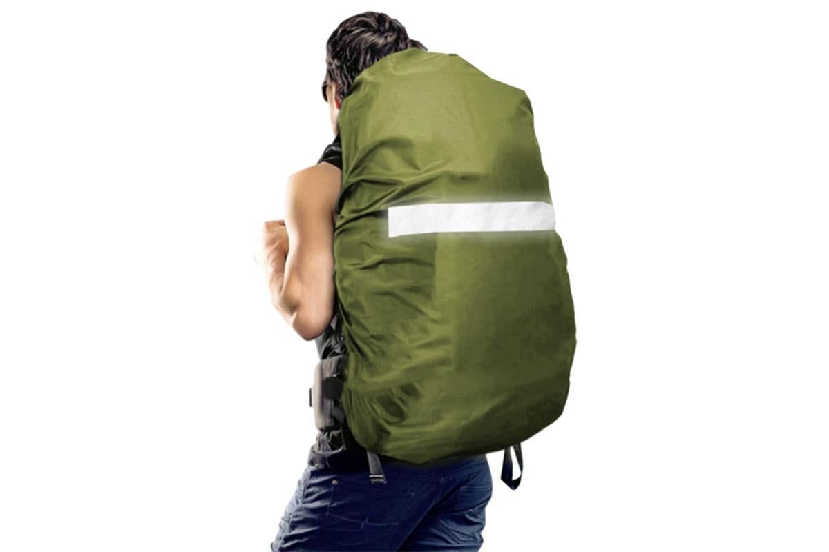 High-Visibility Backpack Rain Cover with Reflective Strip Water-Resistant Outdoor Night Travel Bag Cover -Orange / XL