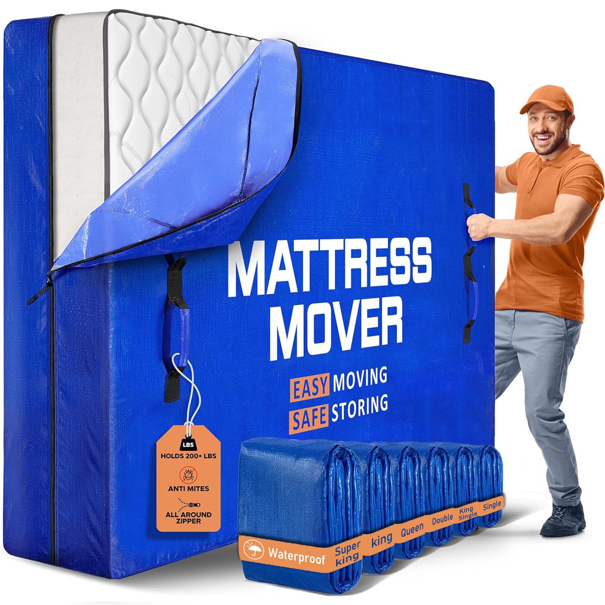 Waterproof Mattress Bag Mattresses Protector Plastic Moving Storage Dust Cover Carry Bed Zipper Packing Reusable Disposal Waterproof Mattress Bag Mattresses Protector Plastic Moving Storage Dust Cover Carry Bed Zipper Packing Reusable Disposal