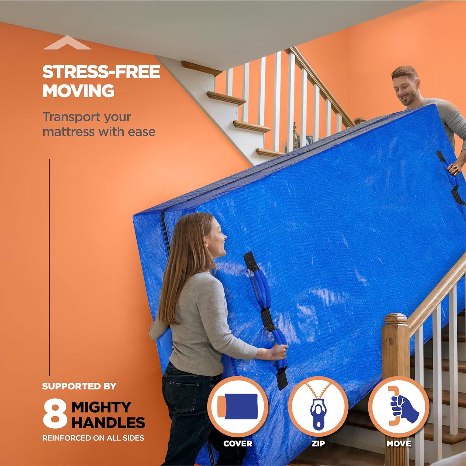 Waterproof Mattress Bag Mattresses Protector Plastic Moving Storage Dust Cover Carry Bed Zipper Packing Reusable Disposal