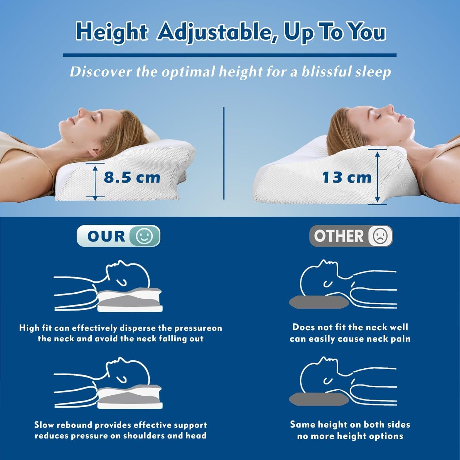 Bamboo Cervical Pillow for Neck and Shoulder Pain Relief Ergonomic Bed Pillow