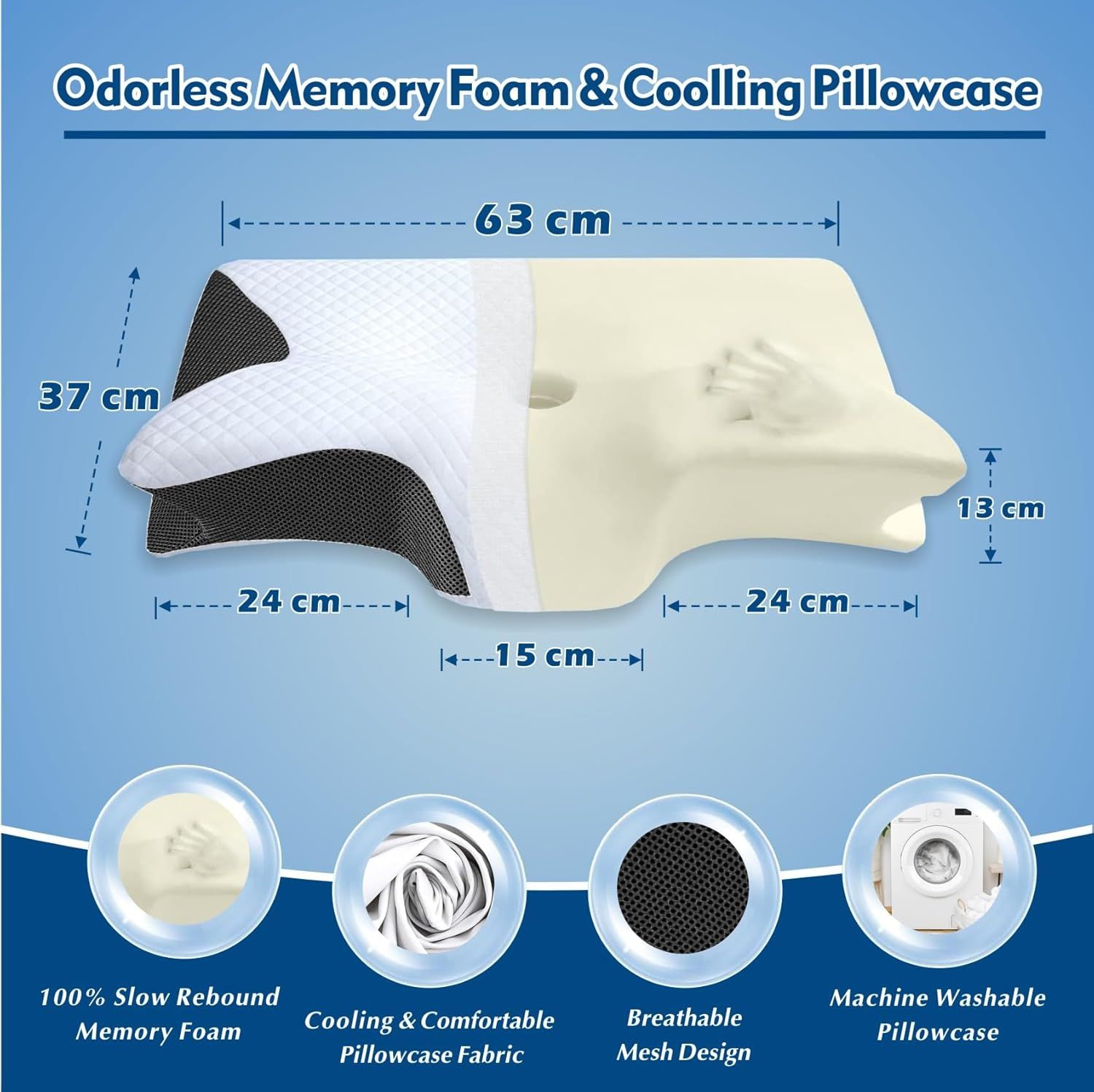 Bamboo Cervical Pillow for Neck and Shoulder Pain Relief Ergonomic Bed Pillow