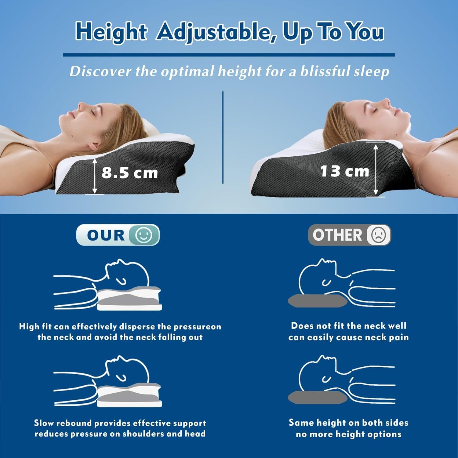 Bamboo Cervical Pillow for Neck and Shoulder Pain Relief Ergonomic Bed Pillow