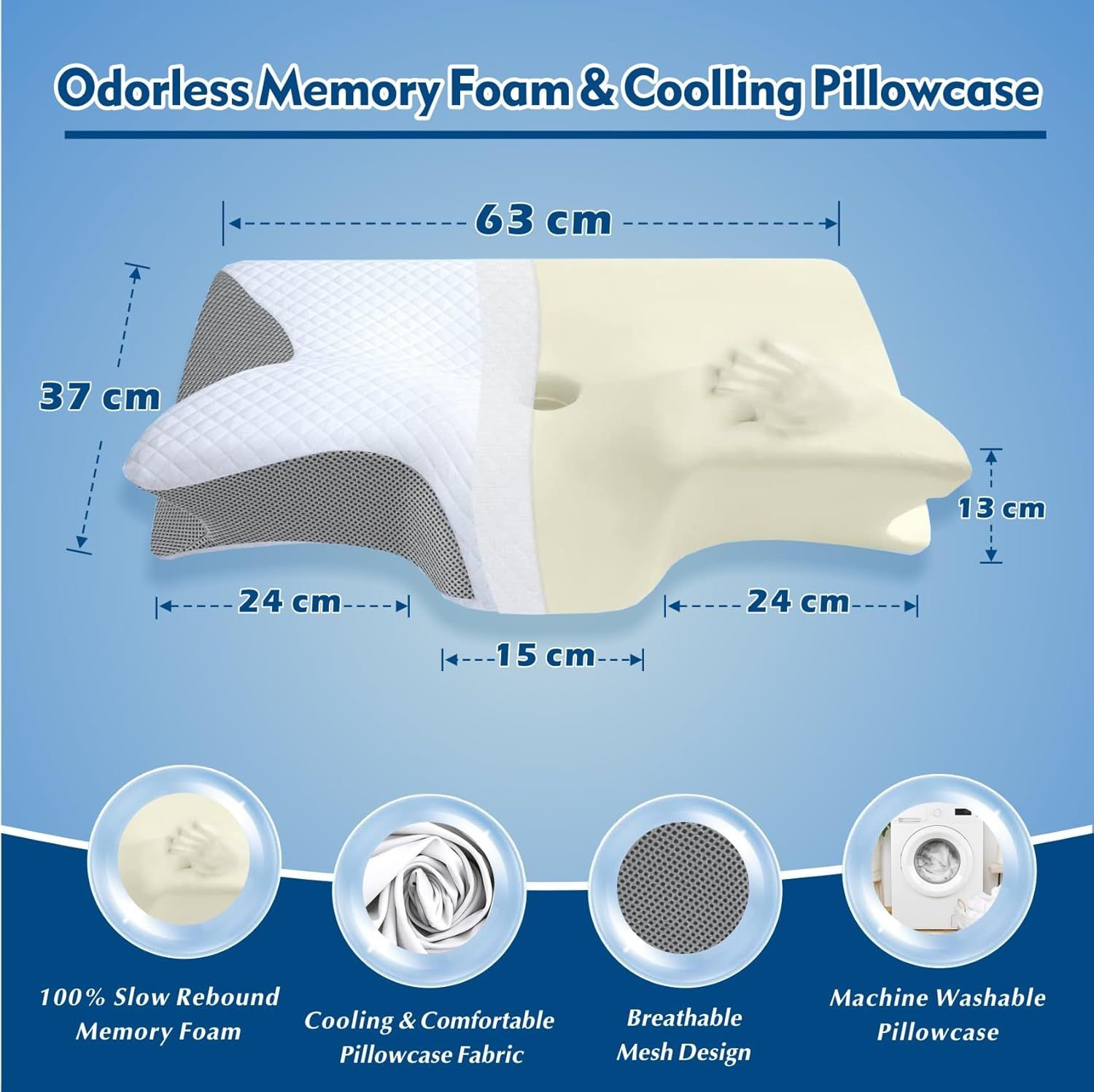 Bamboo Cervical Pillow for Neck and Shoulder Pain Relief Ergonomic Bed Pillow