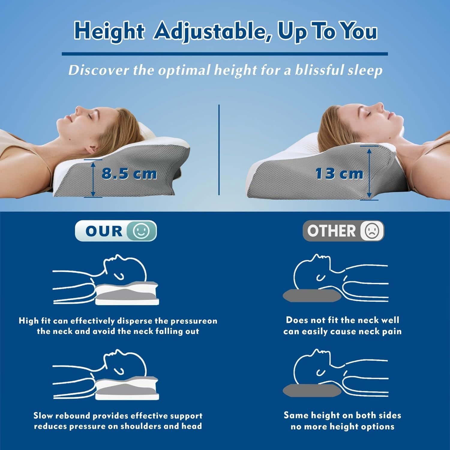 Bamboo Cervical Pillow for Neck and Shoulder Pain Relief Ergonomic Bed Pillow