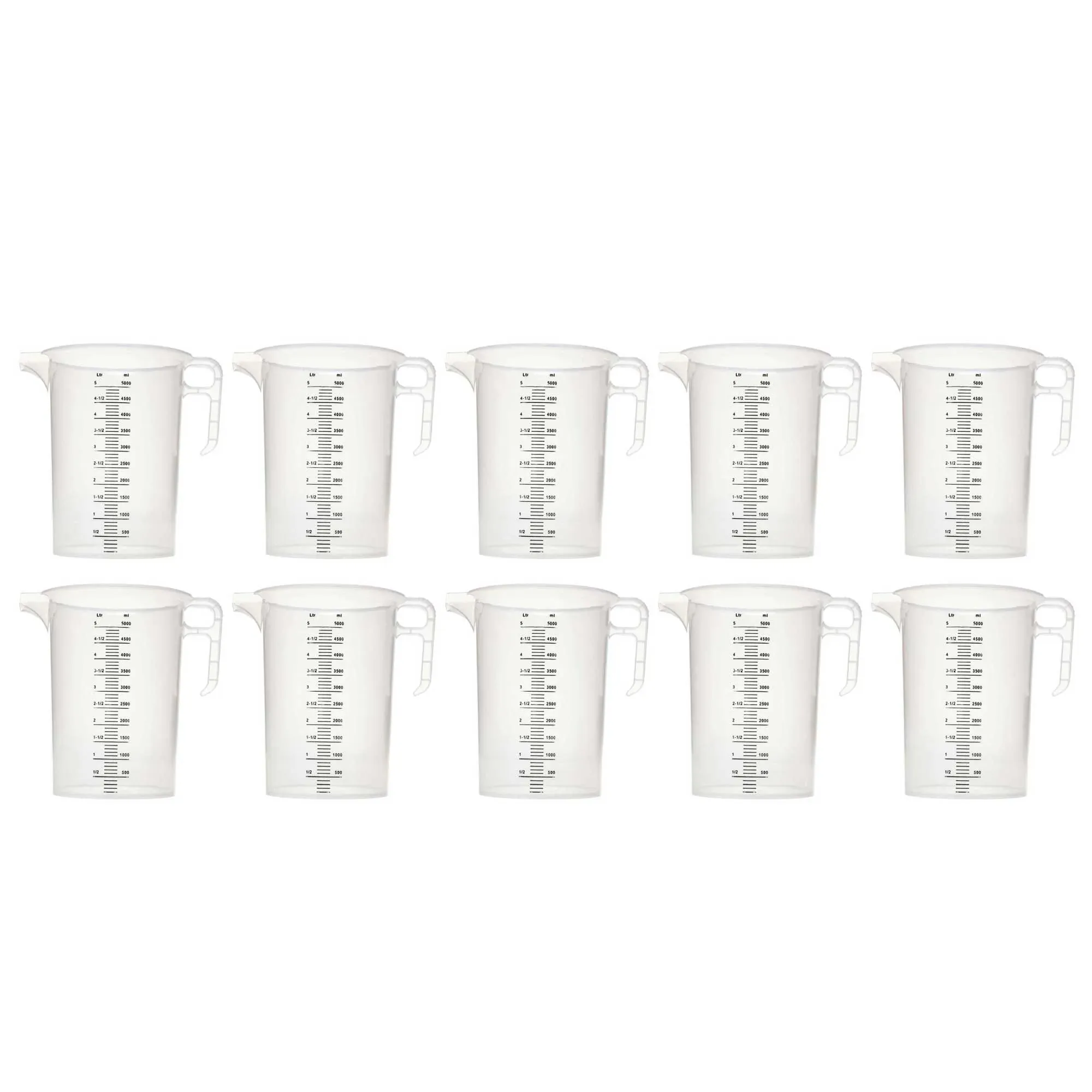 10x 5L Measuring Jug Heavy Duty Clear Plastic Propylene Food Grade BPA 5 Pro-Jug