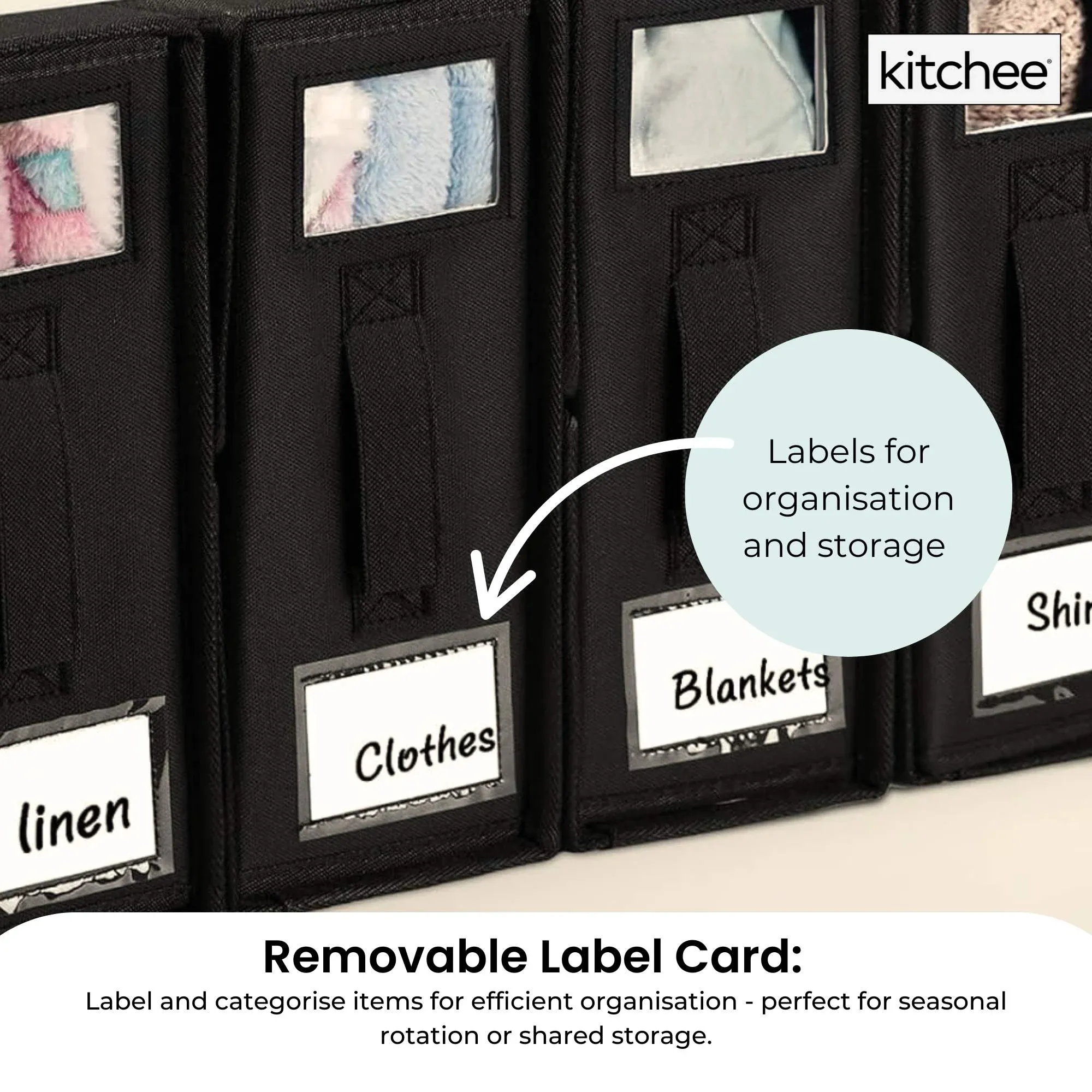 1x Kitchee Foldable Bed Sheet Storage Box - Linen and Closet Organiser Black