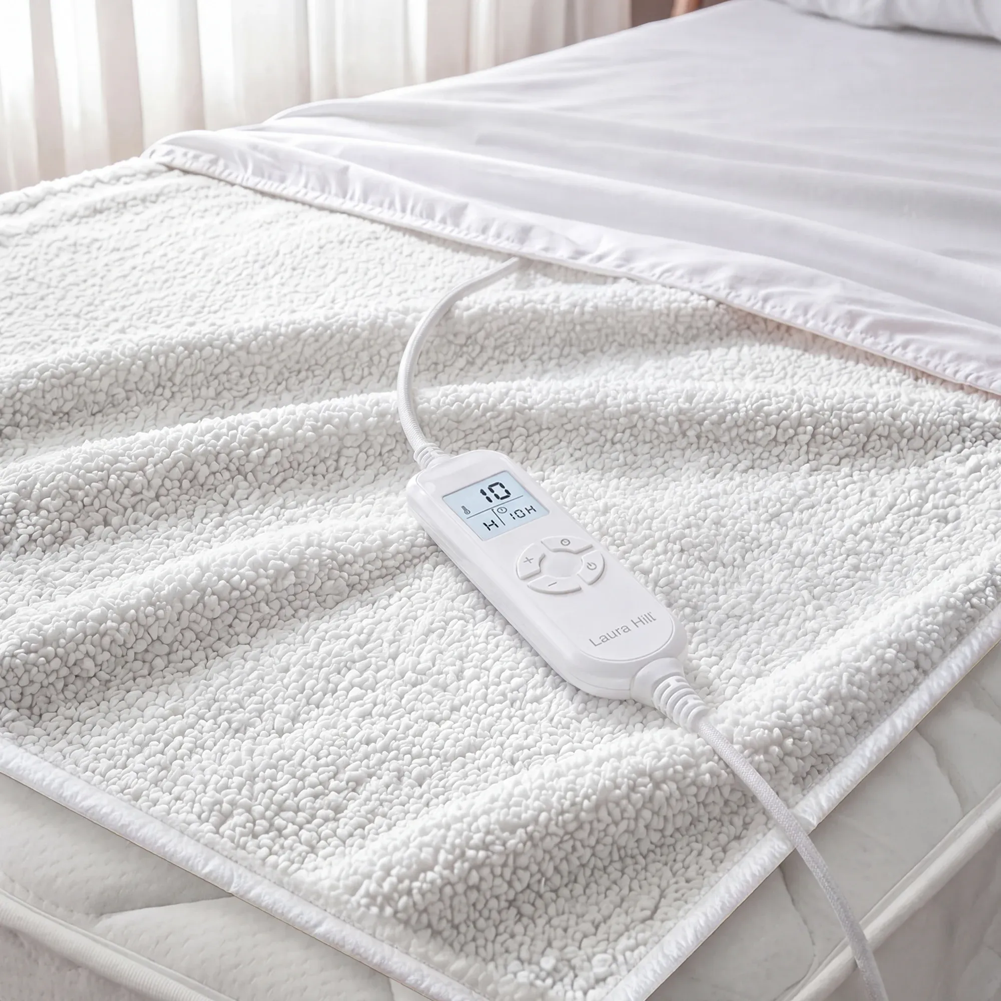 Laura Hill Single Electric Heated Underlay Blanket Fleecy Fabric with Timer