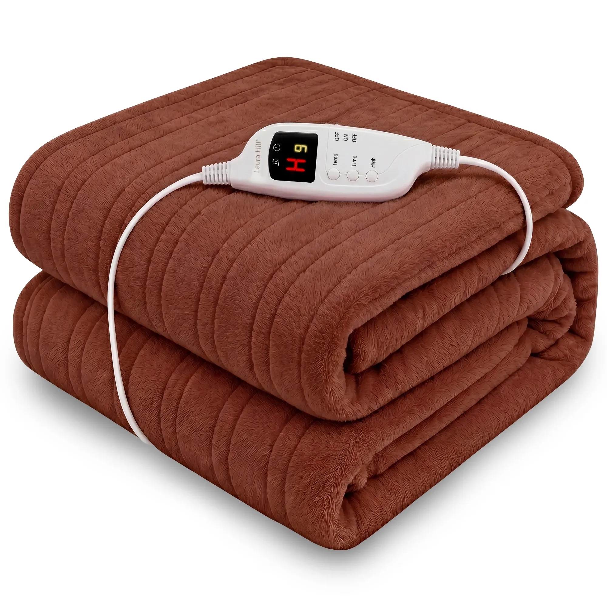 Laura Hill Electric Heated Blanket Throw Soft Coral Fleece w/ 9 Heat Settings - Brown Laura Hill Electric Heated Blanket Throw Soft Coral Fleece w/ 9 Heat Settings - Brown