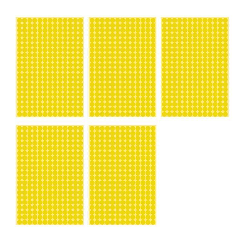 8/13/25/50mm Colour Sticker Dots Adhesive Round Labels Circular Scrapbooking Yellow - 8mm 260 Dots - 5 Sheets