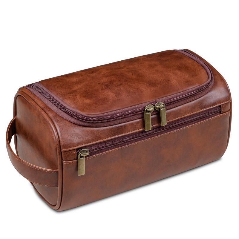 Large Capacity Waterproof Travel Toiletry Bag Cosmetic Organizer Multifunctional - Red Brown
