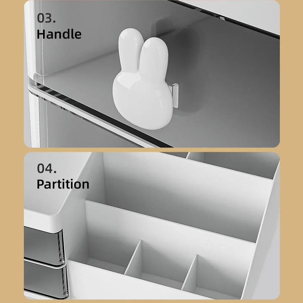 Cartoon Drawer Type Cosmetic Jewelry Storage Box Desktop Student Stationery Box - White