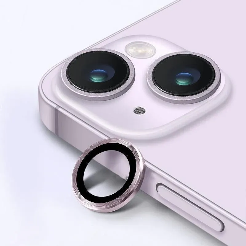 For iPhone 14/14 Plus Metal Camera Lens Glass Screen Protector - Light Puple