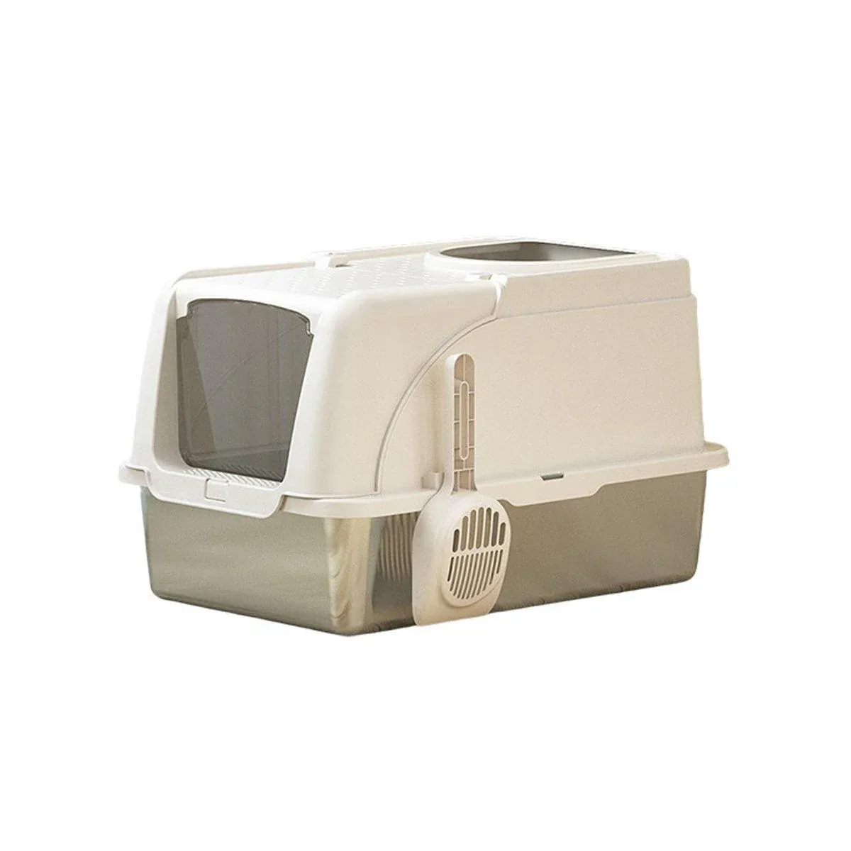 Durable Stainless Steel Cat Litter Box Pan Pet Toilet Odor Control Tray Large - White