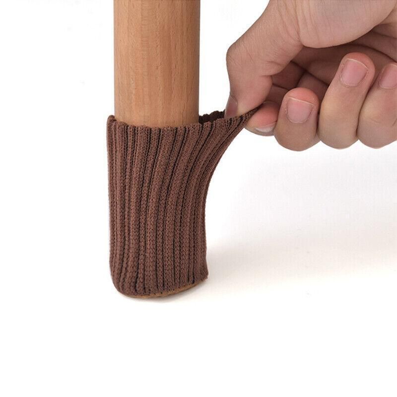 24Pcs Knitted Table Chair Leg Socks Sleeve Floor Protector Furniture Feet Covers - Brown