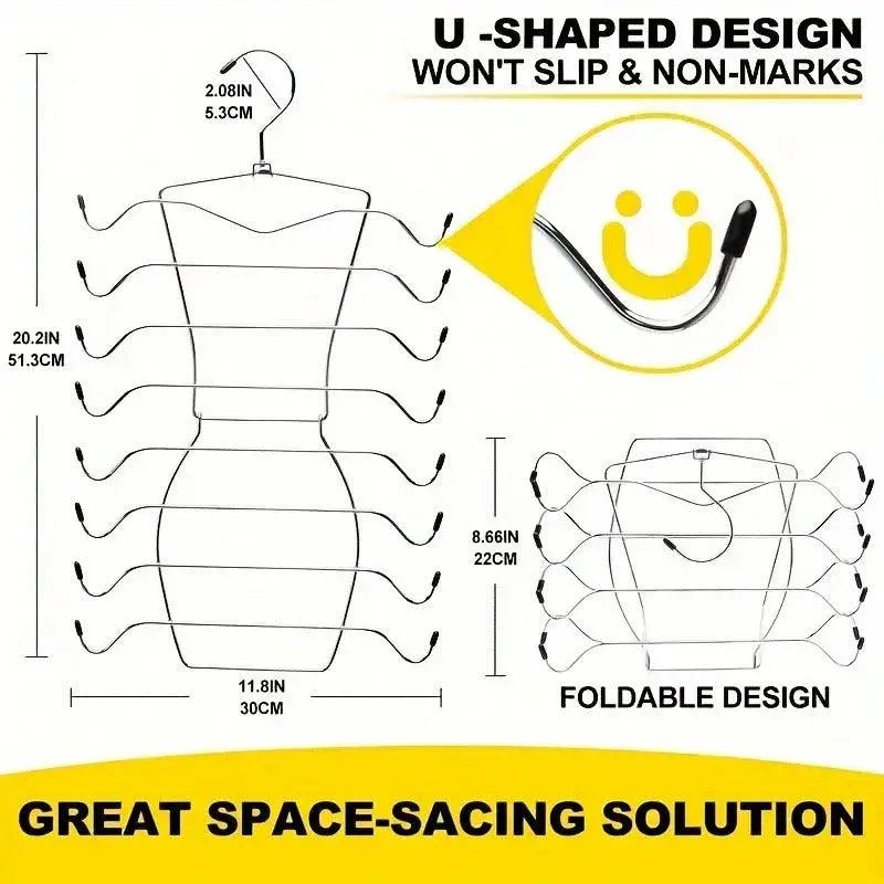 2pcs 8 Tier Metal Clothes Hanger Underwear Storage Organizer Stainless Steel