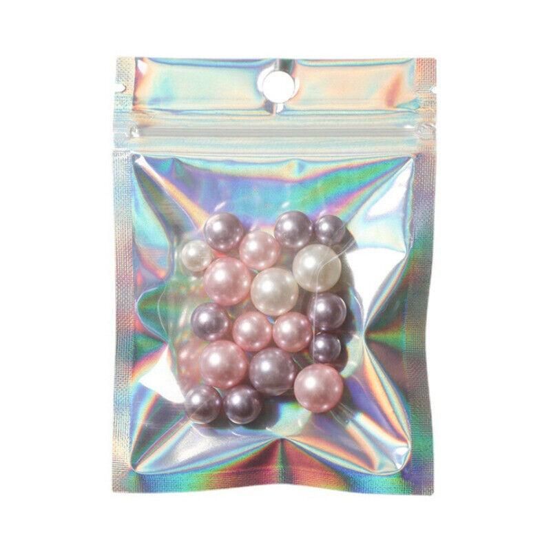 100/200X Iridescent Zip Bags for Food Storage & Holographic Makeup Pouch - 20*30cm 100PCS