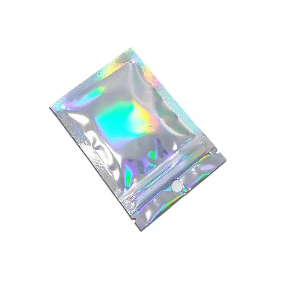 100/200X Iridescent Zip Bags for Food Storage & Holographic Makeup Pouch - 20*30cm 200PCS