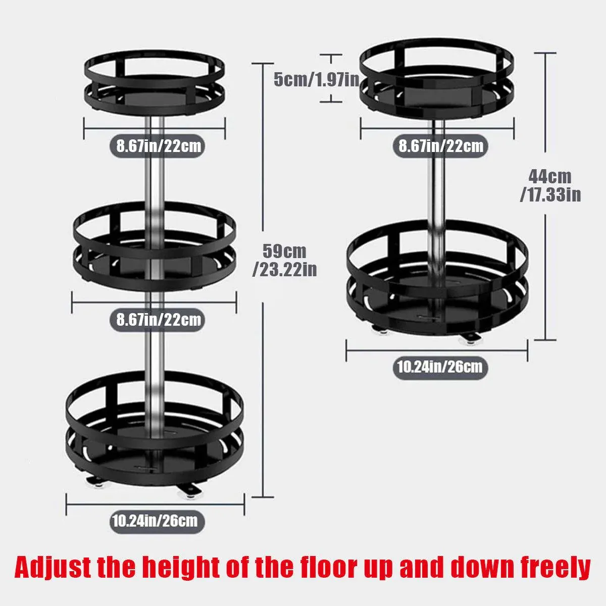 Kitchen Rotating Spice Rack Triple Layer Countertop Organizer Storage Shelf - Double Layer