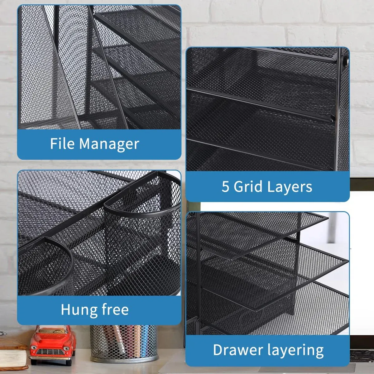 Multi-Tier Desktop Organizer File Holder Document Storage Rack Office Shelf
