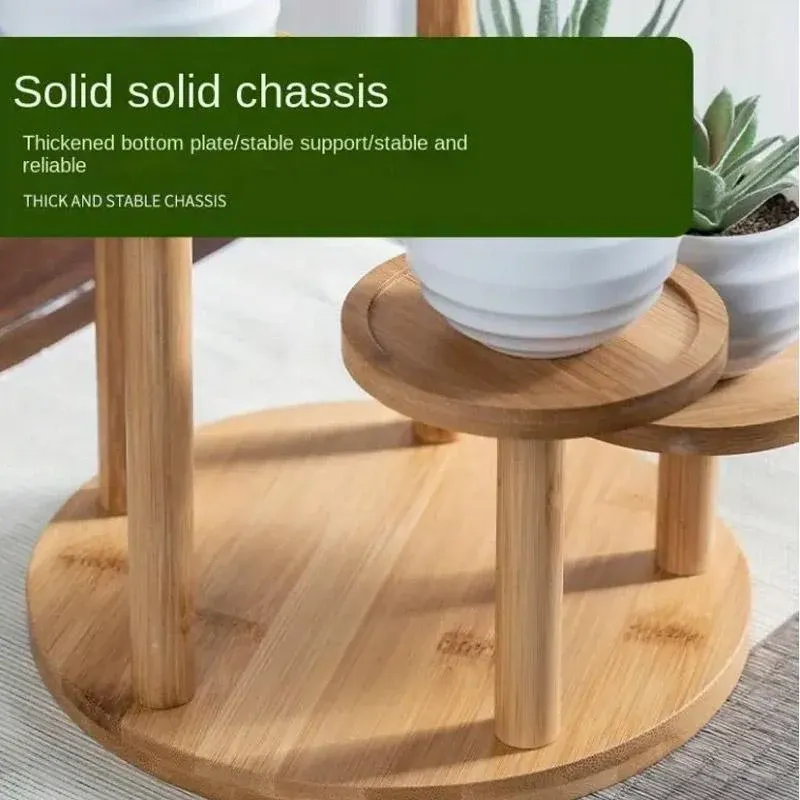 Round Tabletop Flower Stand Balcony Storage Shelf Display Rack Indoor Outdoor