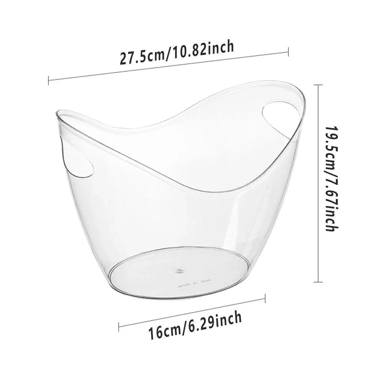 2PCS Transparent 3.5L Ice Bucket Large Capacity Wine Beer Cooler Picnic Basket