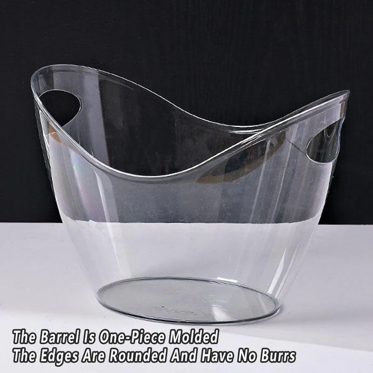 2PCS Transparent 3.5L Ice Bucket Large Capacity Wine Beer Cooler Picnic Basket