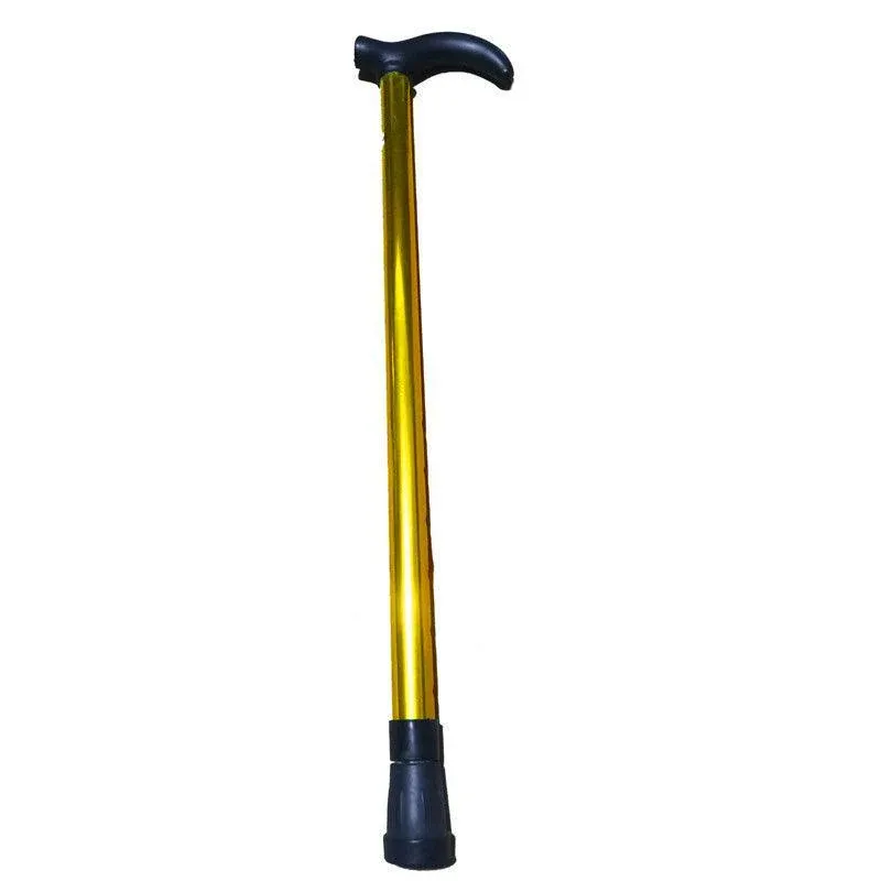 Metal Walking Stick Travel Retractable Cane Pole Compact Adjustable Lightweight - Yellow
