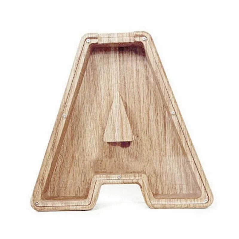 Wooden Piggy Bank Funny Letter or Guitar Coin Saving Money Box A–Z Gift Idea - A Wooden Piggy Bank Funny Letter or Guitar Coin Saving Money Box A–Z Gift Idea - A