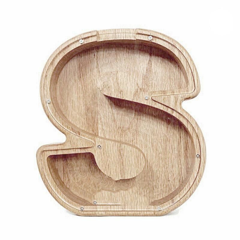 Wooden Piggy Bank Funny Letter or Guitar Coin Saving Money Box A–Z Gift Idea - S Wooden Piggy Bank Funny Letter or Guitar Coin Saving Money Box A–Z Gift Idea - S