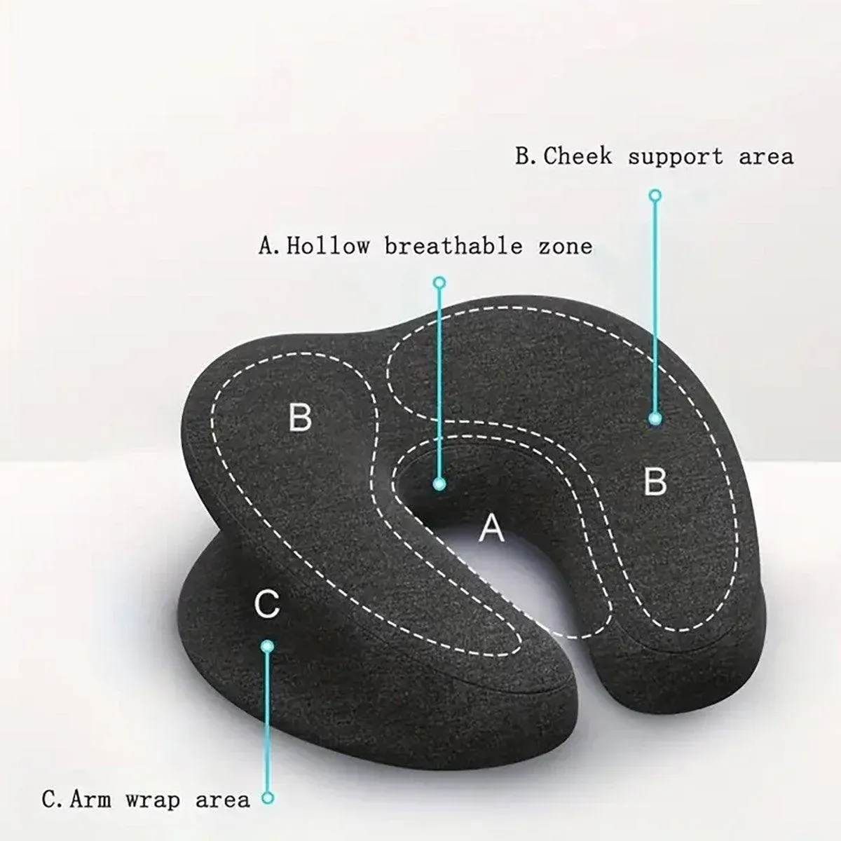 Universal Massage Table Face Cushion Pillow U Shape Head Face Down Rest Pillow - Dark Grey