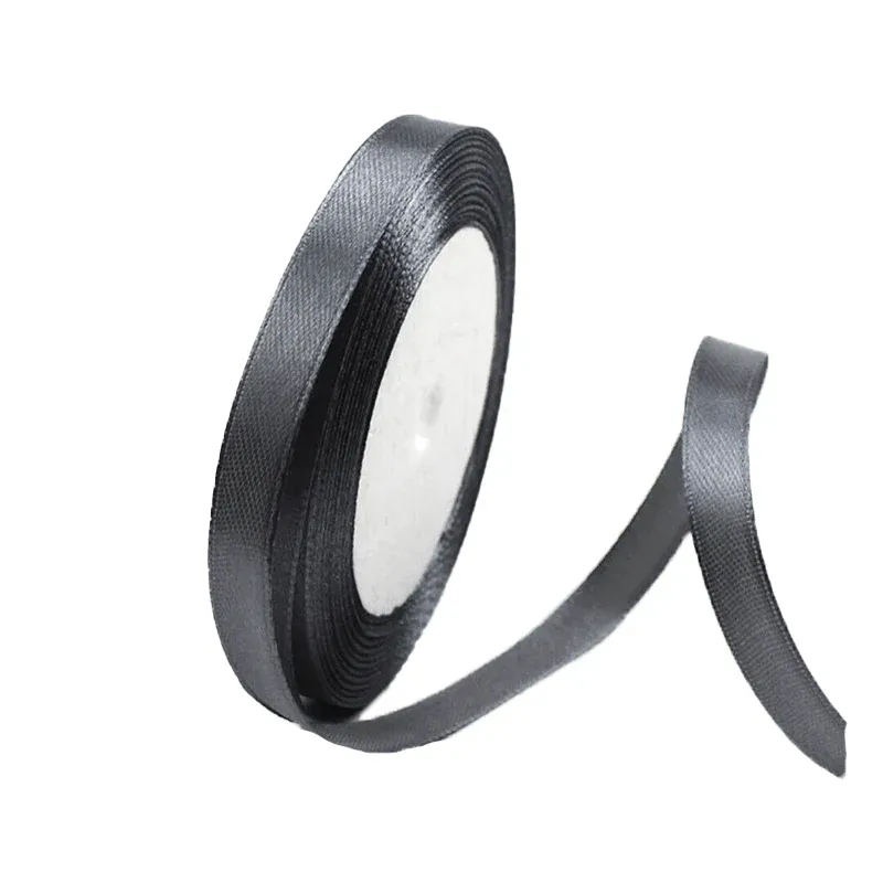 10mm Width Satin Hair Ribbon Wedding Party Decoration Gift Banquet 3m - Dark Grey
