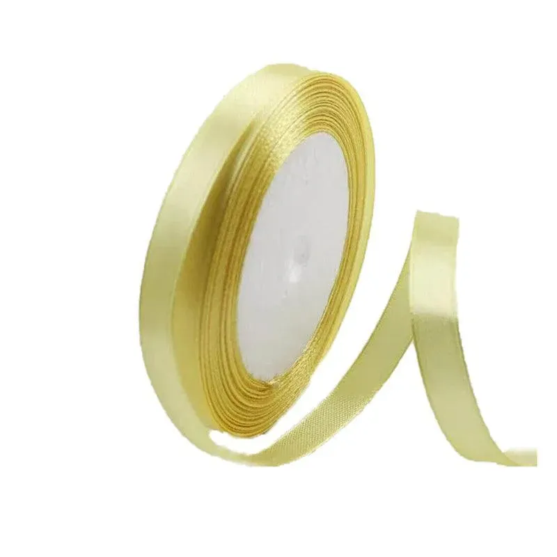 10mm Width Satin Hair Ribbon Wedding Party Decoration Gift Banquet 5m - Light Blonde