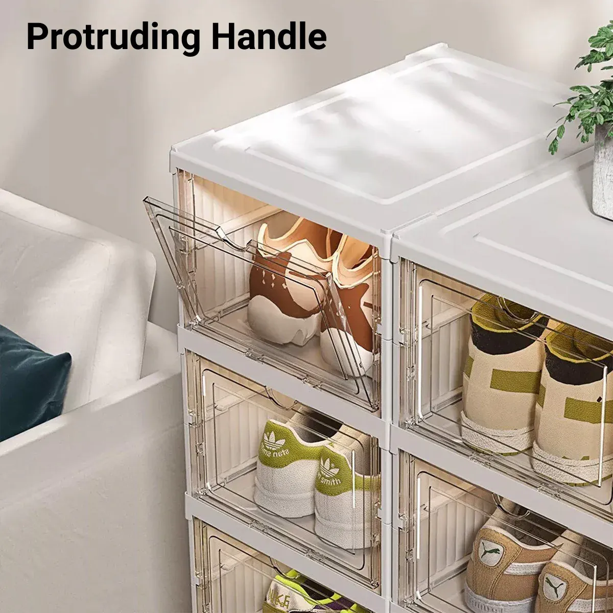 Easy Assemble Shoe Box Foldable Rack 3/6 Layers Storage Transparent Drawers - 3-Tier