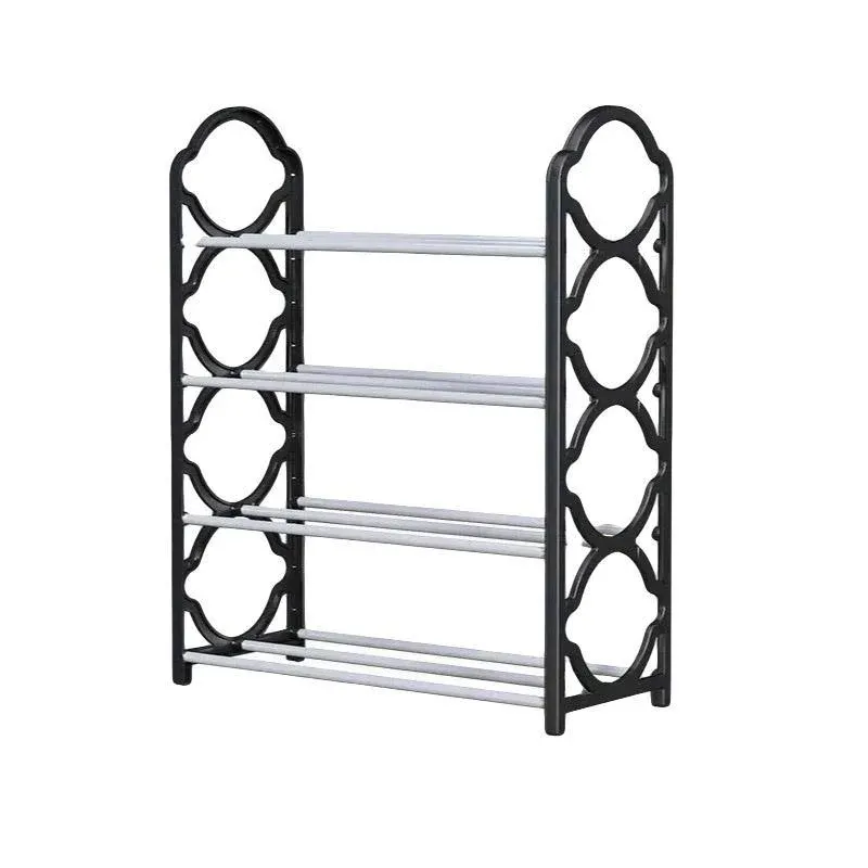 Four Layer Shoe Rack Storage Organizer Multi Tier Shoe Shelf for Entryway Closet - Black