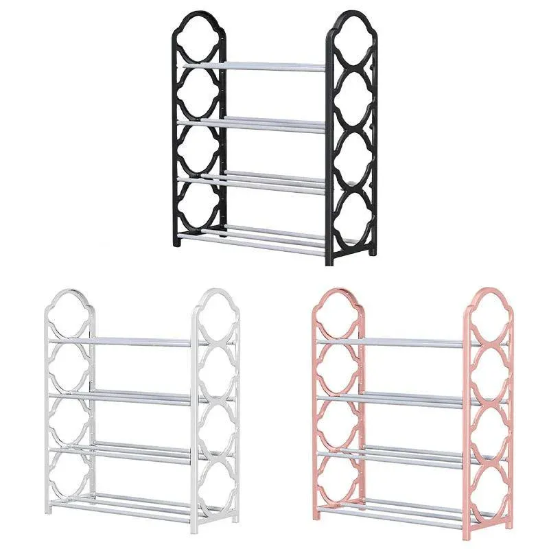 Four Layer Shoe Rack Storage Organizer Multi Tier Shoe Shelf for Entryway Closet - White