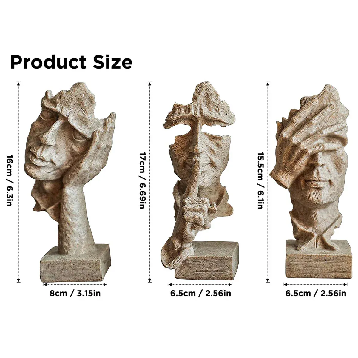 Resin Sculpture 3pcs Modern Office Desktop Art Decor Ornament Home Decoration